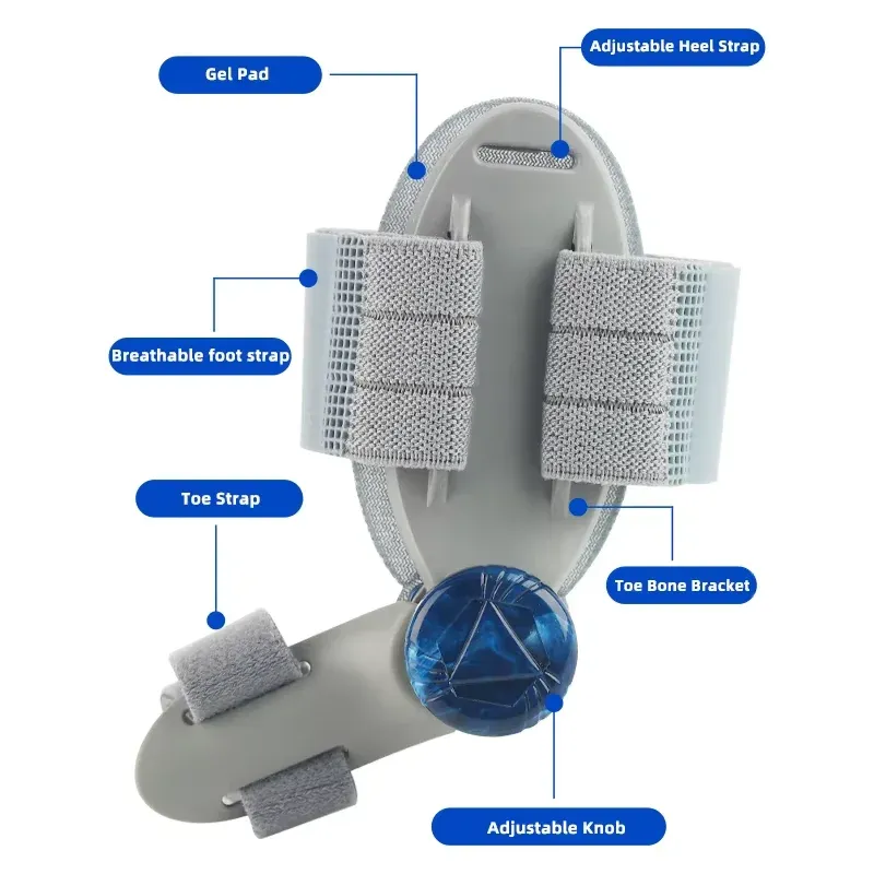 3D Knob Bunion Corrector Adjustable Toe Straightener with Detachable Magic Tape Strap for Hallux Valgus Correction