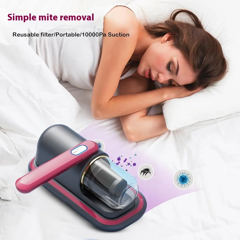 🔋 UV Wireless Handheld Vacuum | Portable Bed & Mattress Mite Remover with Purple Light & Large Suction | US Plug