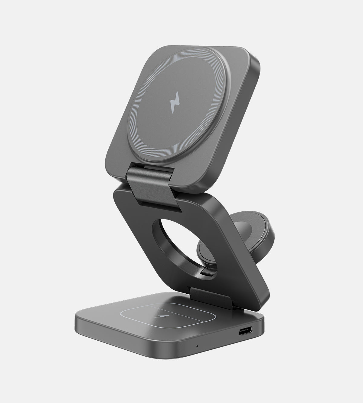  3-In-1 Foldable Magnetic Wireless Charging Station - Gray
