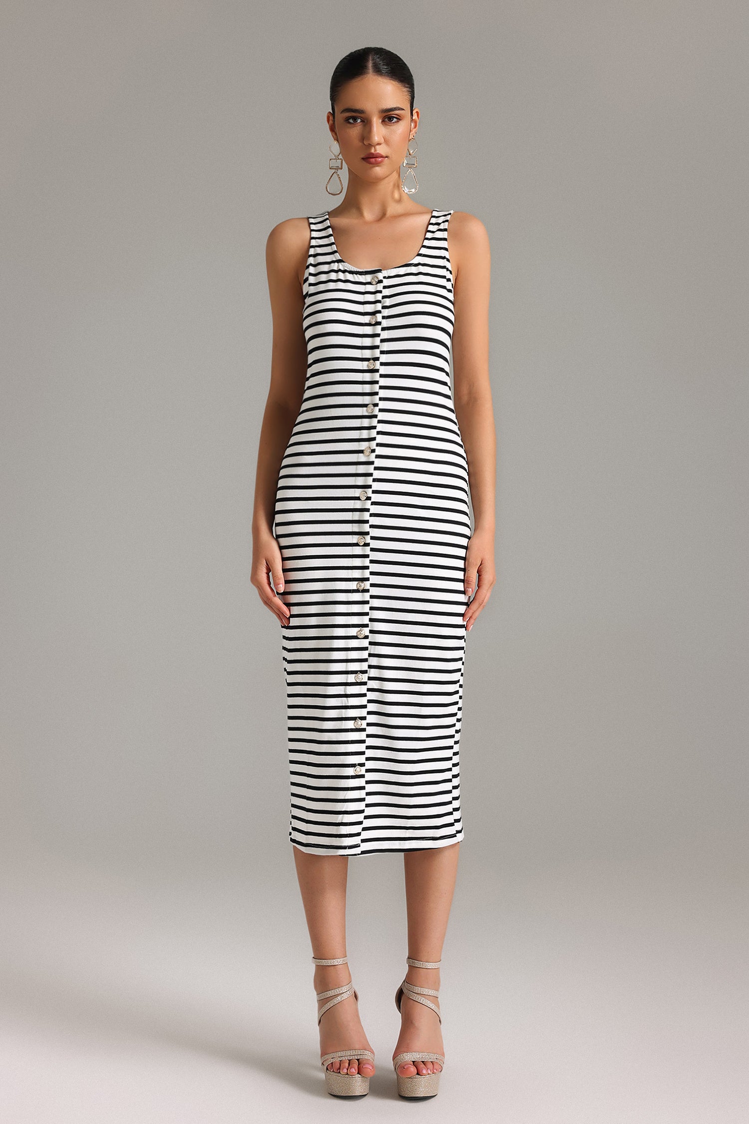  Stripe Midi Dress