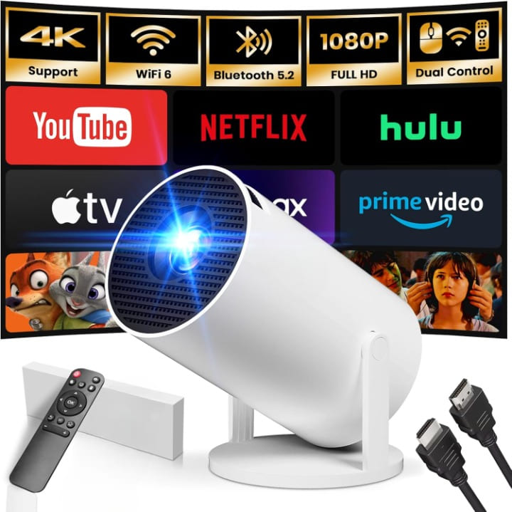 🔥Portable HD Projector | 1080P Mini Home Theater with Wireless Screen Mirroring & 130" Display