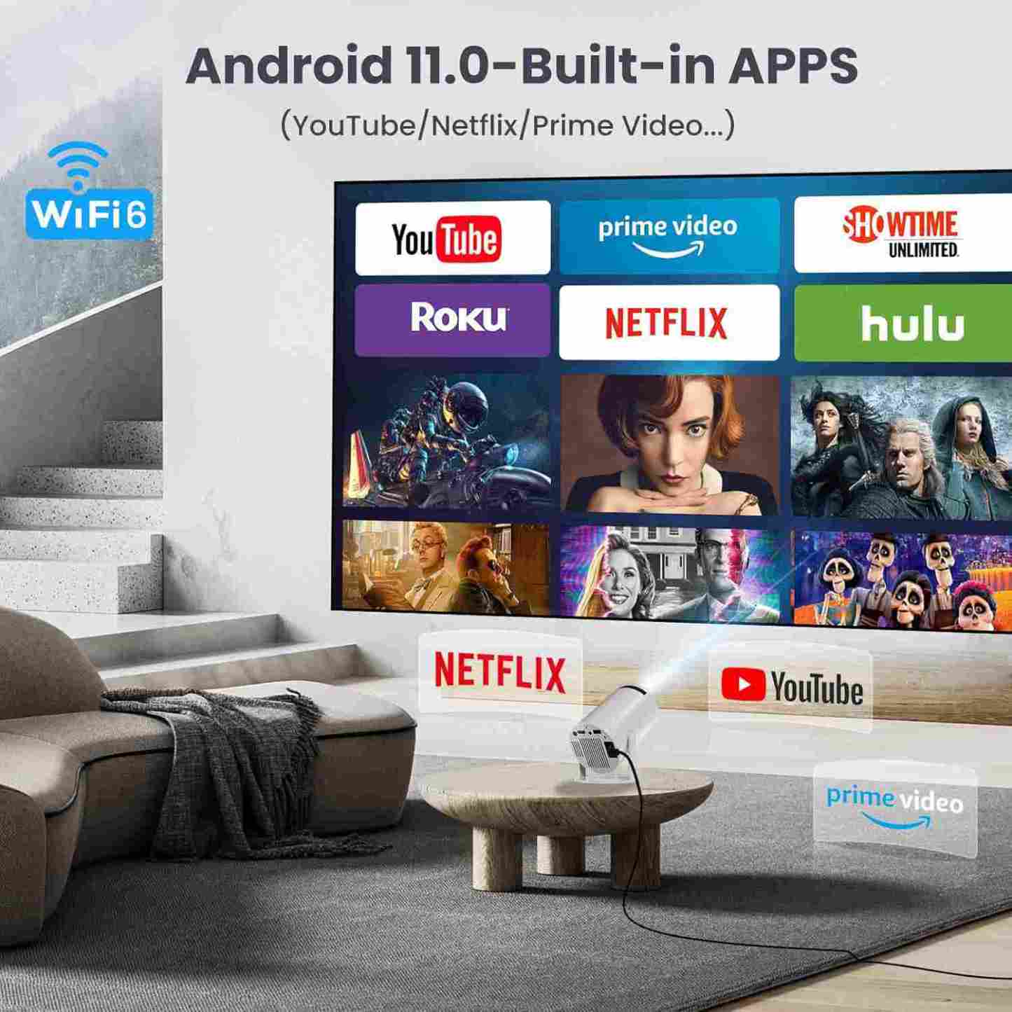 🔥Portable HD Projector | 1080P Mini Home Theater with Wireless Screen Mirroring & 130" Display