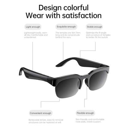 Smart Glasses Wireless Bluetooth 6.0 Stereo Headphones Call Music Outdoor Cycling Sunglasses Voice Control HIFI Anti-UV Glasses