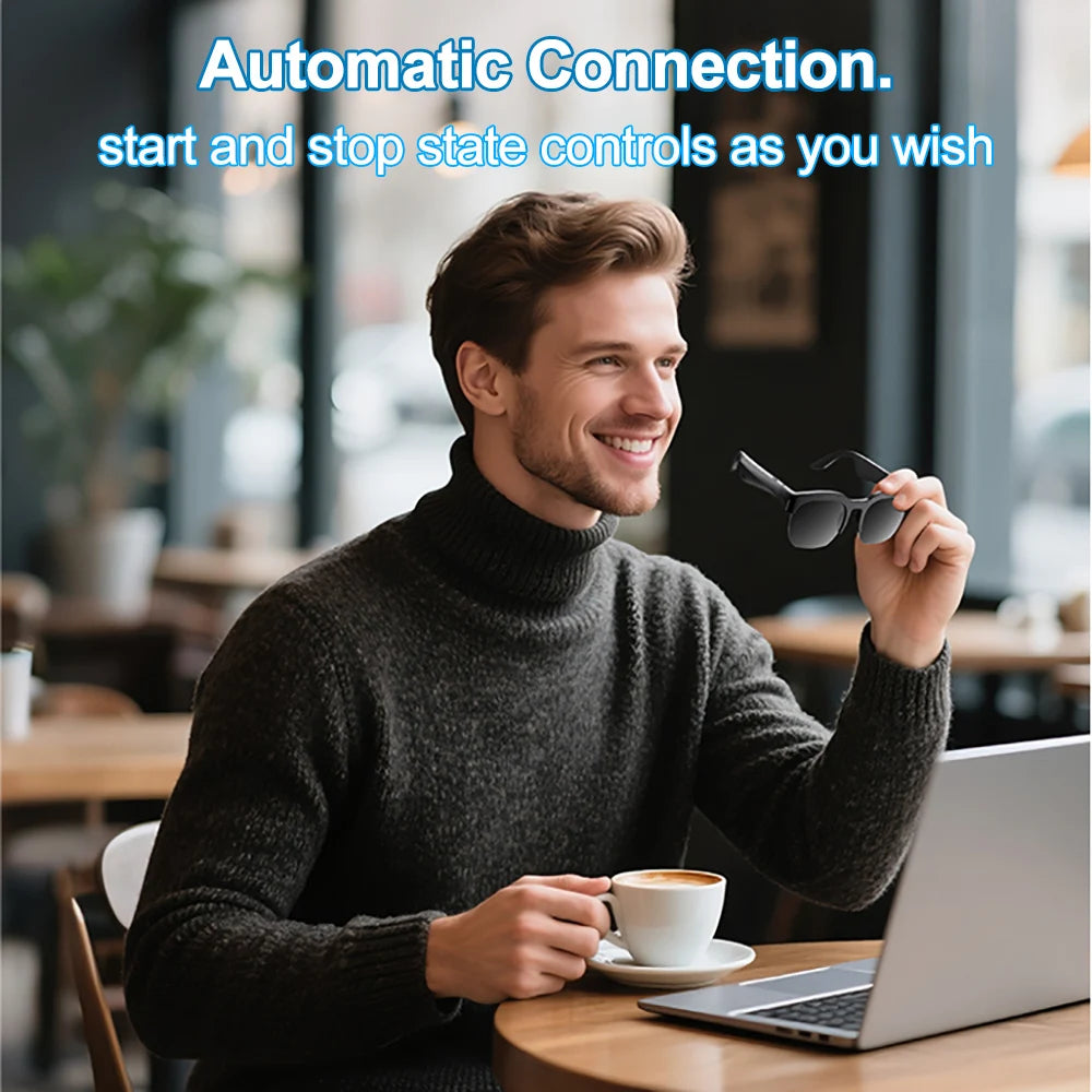 Smart Glasses Wireless Bluetooth 6.0 Stereo Headphones Call Music Outdoor Cycling Sunglasses Voice Control HIFI Anti-UV Glasses