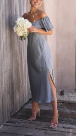  Butterfly Sleeve Off-Shoulder Dress