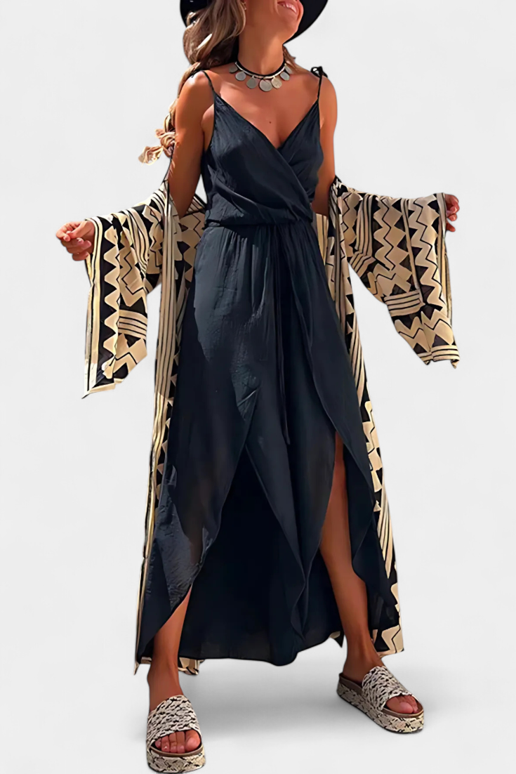 Washed Cotton Jumpsuit with Side Slits