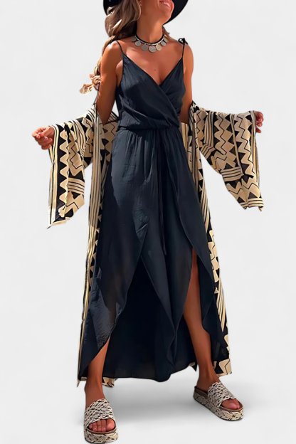 Washed Cotton Jumpsuit with Side Slits