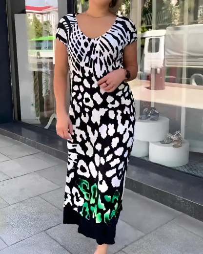 Casual Printed Short Sleeve Dress