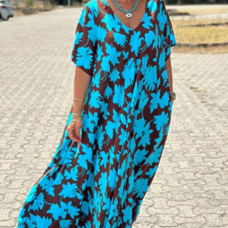 Stylish Printed V-Neck Dress