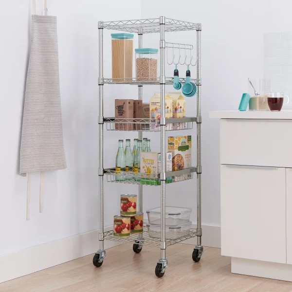TRIthtNITY EcoStorage 5-Tier NSF Rathtck w/ Sliding Pull-Out Baskets & Wheels