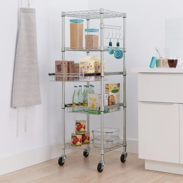 TRIthtNITY EcoStorage 5-Tier NSF Rathtck w/ Sliding Pull-Out Baskets & Wheels