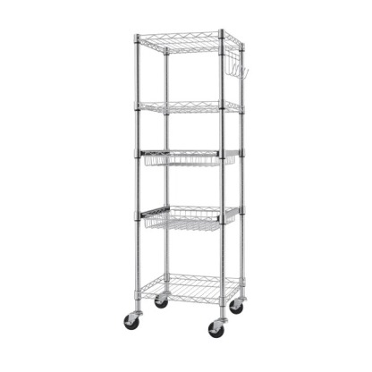 TRIthtNITY EcoStorage 5-Tier NSF Rathtck w/ Sliding Pull-Out Baskets & Wheels