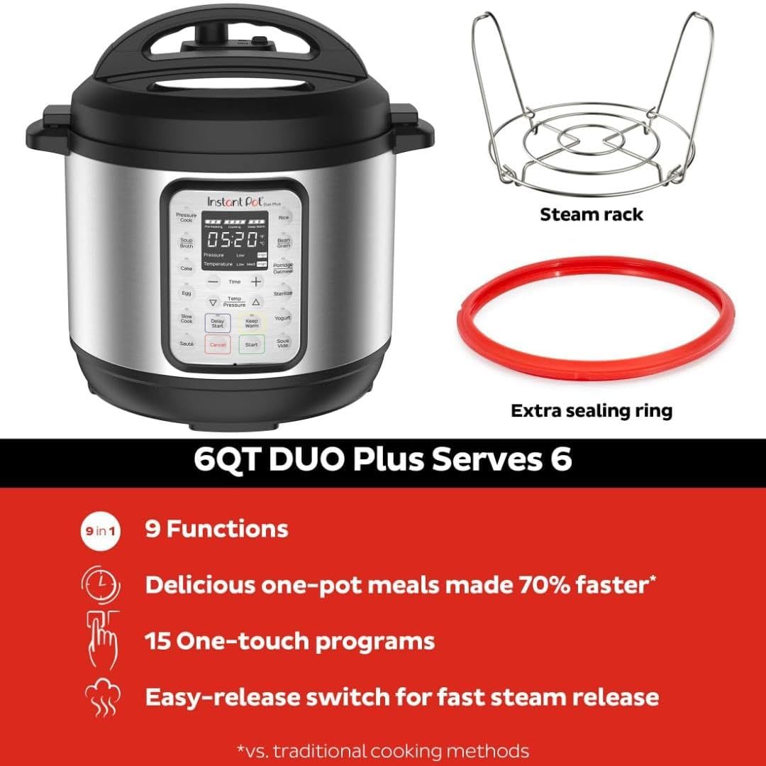 【Hurry, Limited Stock】Instathtnt Pot 6qt Dthtuo Plus 9-in-1 Electric Pressure Cooker Pressure Cooker