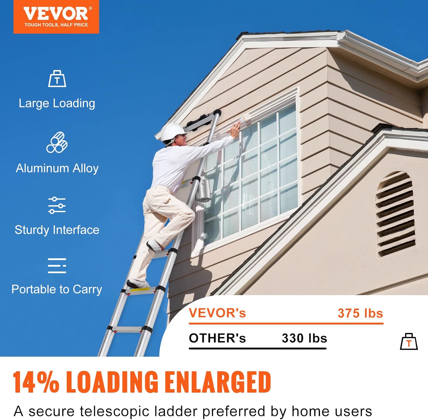 VEthtVOR Telescoping Ladder Aluminum Extension Step Multi-purpose Portable