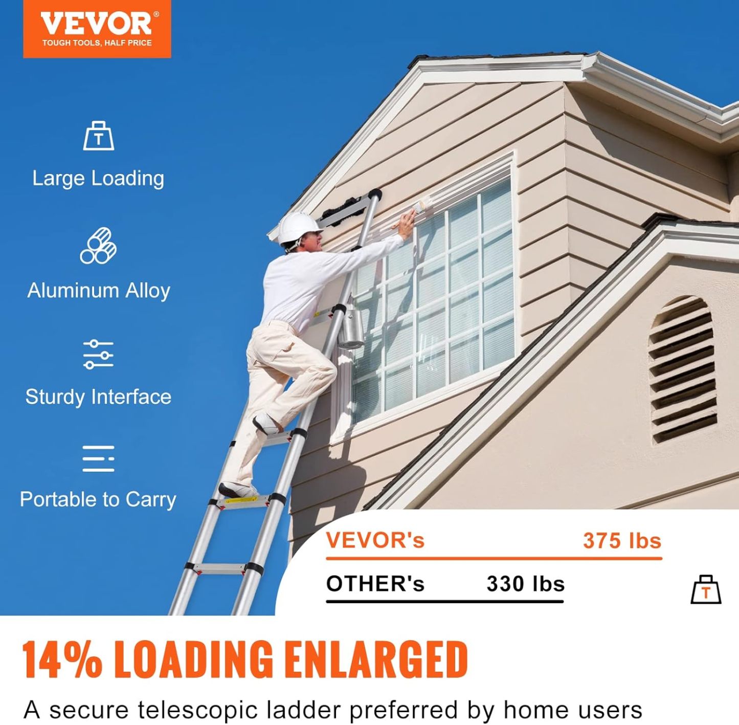 VEthtVOR Telescoping Ladder Aluminum Extension Step Multi-purpose Portable