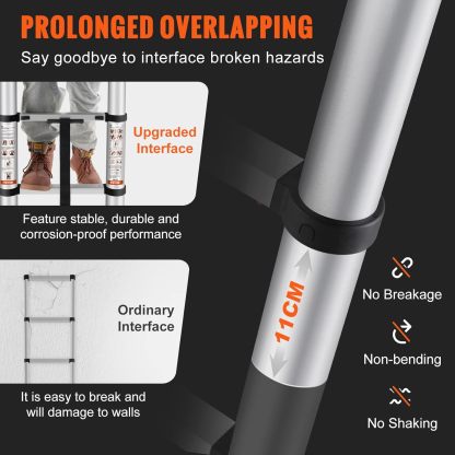 VEthtVOR Telescoping Ladder Aluminum Extension Step Multi-purpose Portable