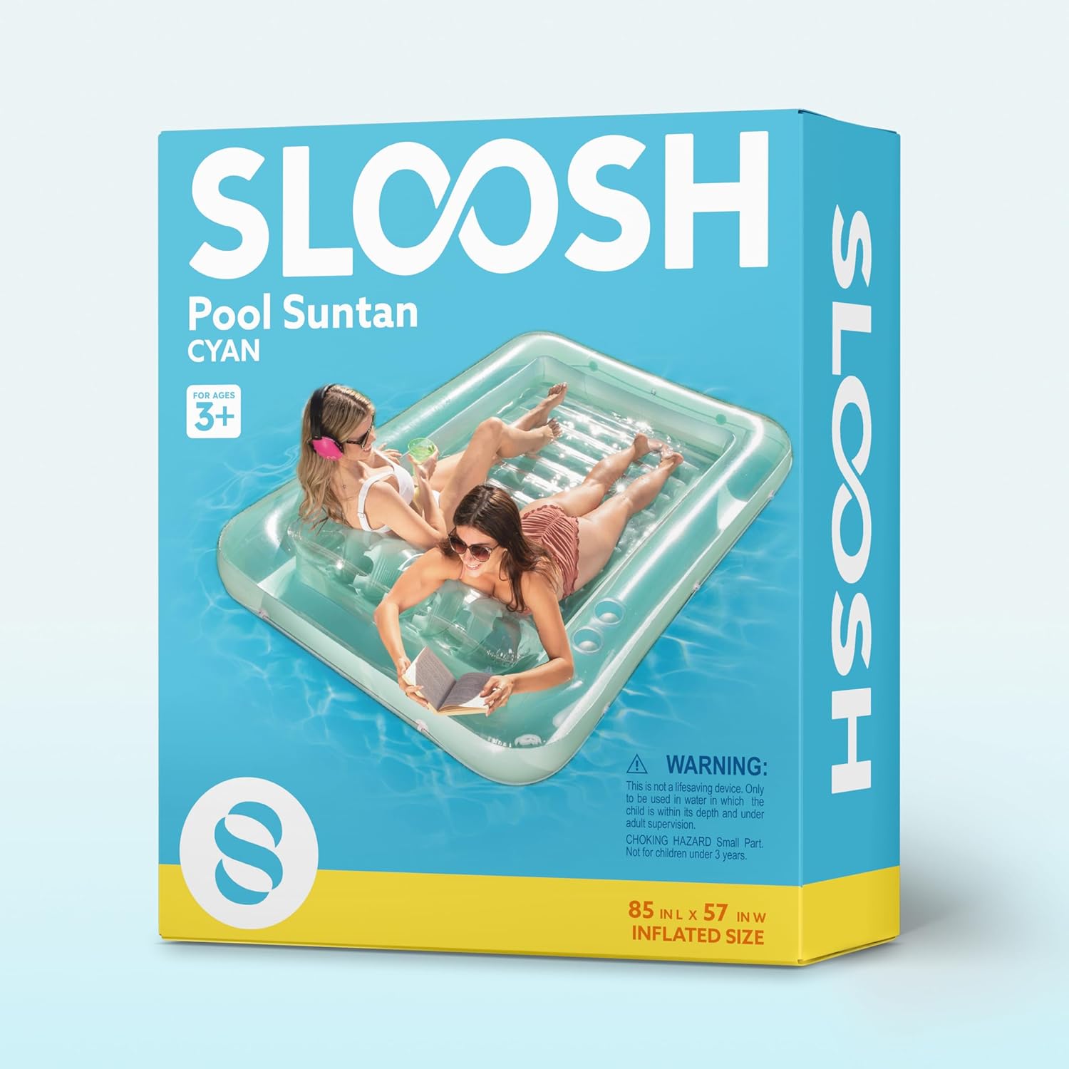 Inflatable Tanning Pool Lounger Float, 70" x 46" Pool Floats Adult with Pillow