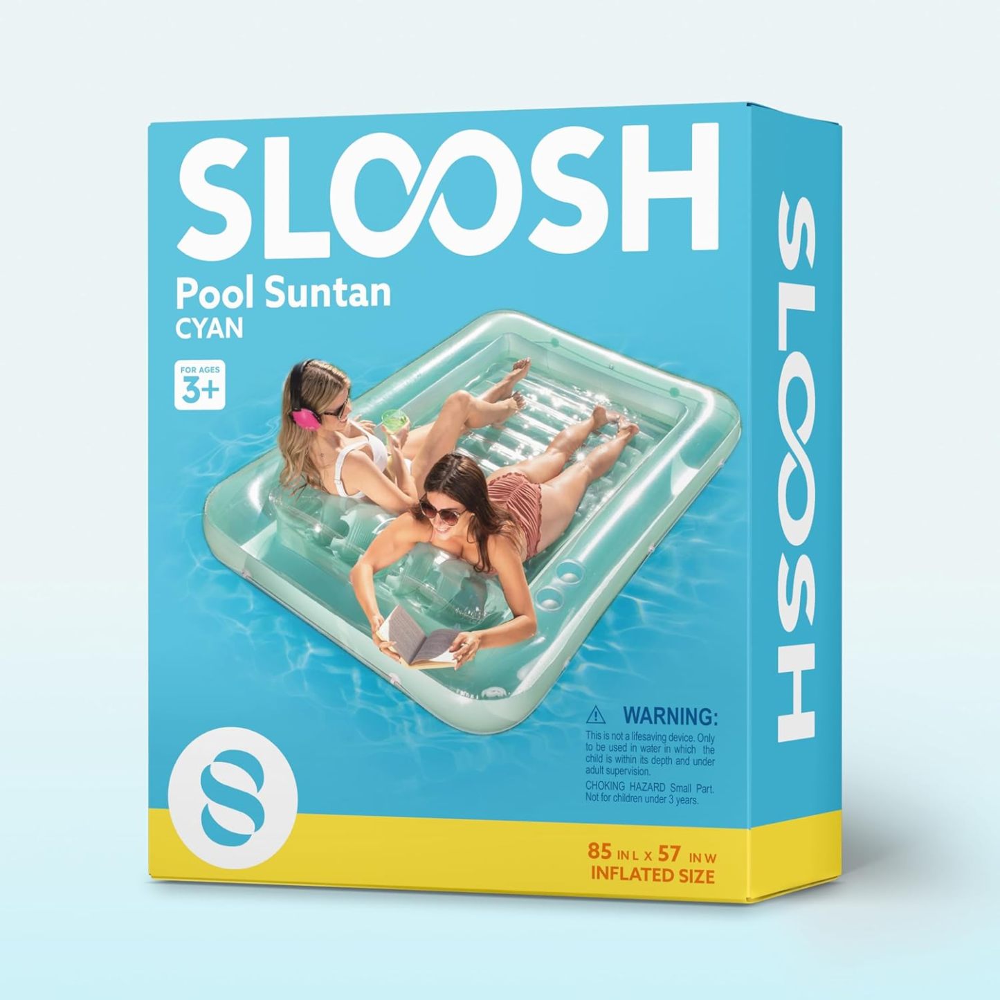 Inflatable Tanning Pool Lounger Float, 70" x 46" Pool Floats Adult with Pillow