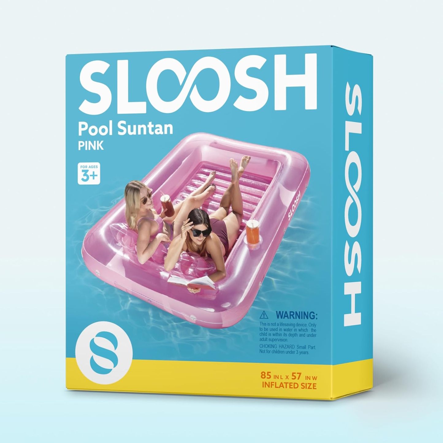 Inflatable Tanning Pool Lounger Float, 70" x 46" Pool Floats Adult with Pillow