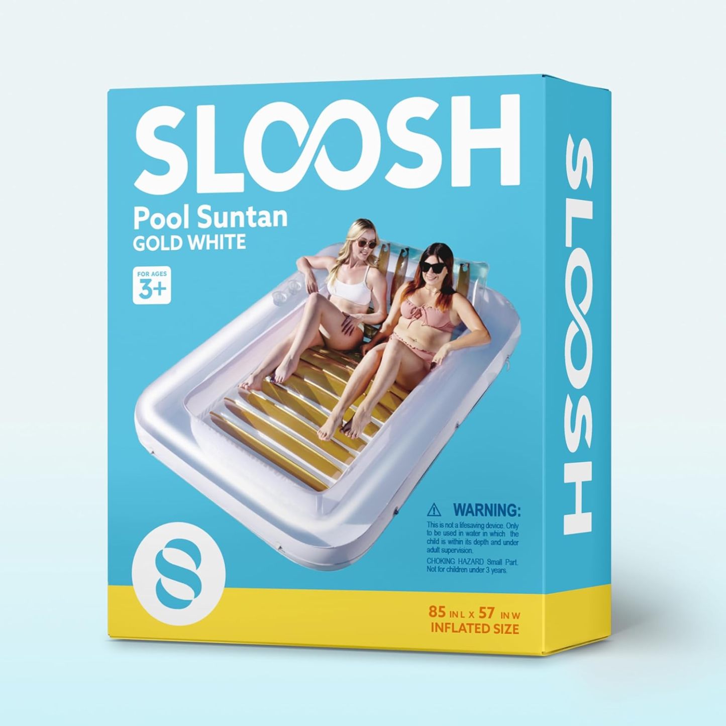 Inflatable Tanning Pool Lounger Float, 70" x 46" Pool Floats Adult with Pillow