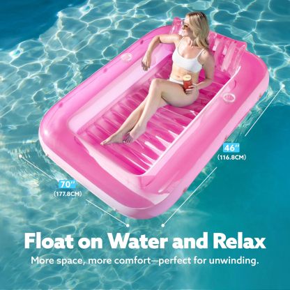 Inflatable Tanning Pool Lounger Float, 70" x 46" Pool Floats Adult with Pillow