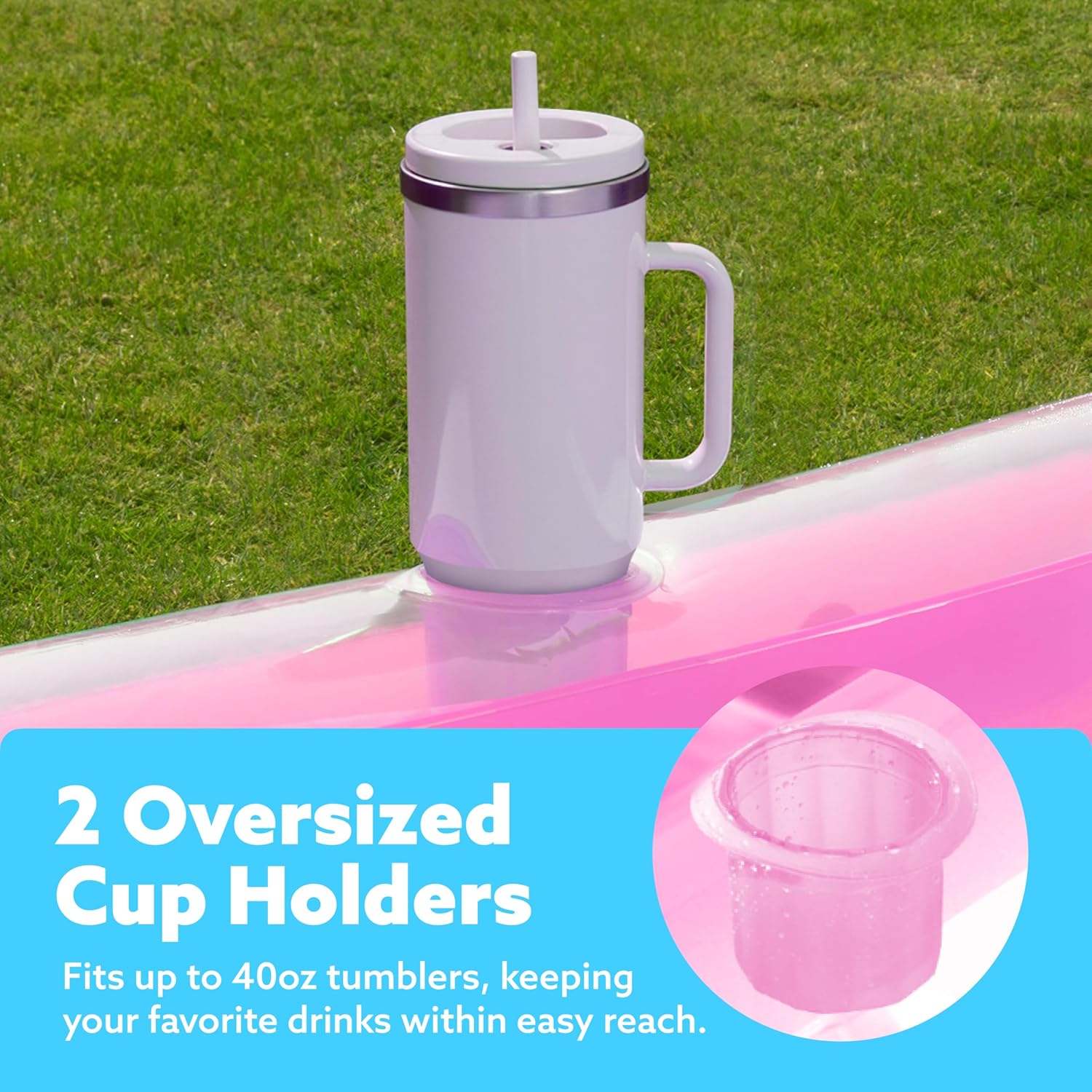 Inflatable Tanning Pool Lounger Float, 70" x 46" Pool Floats Adult with Pillow