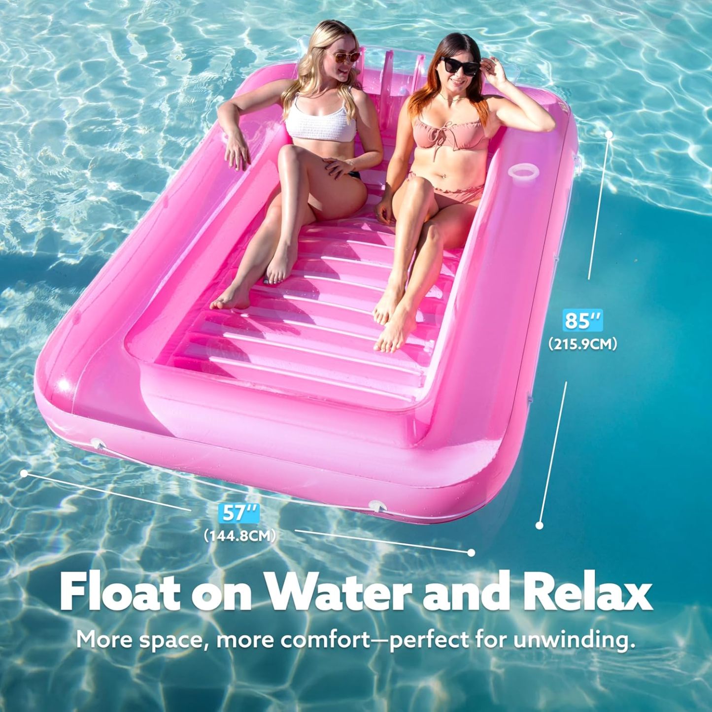 Inflatable Tanning Pool Lounger Float, 70" x 46" Pool Floats Adult with Pillow