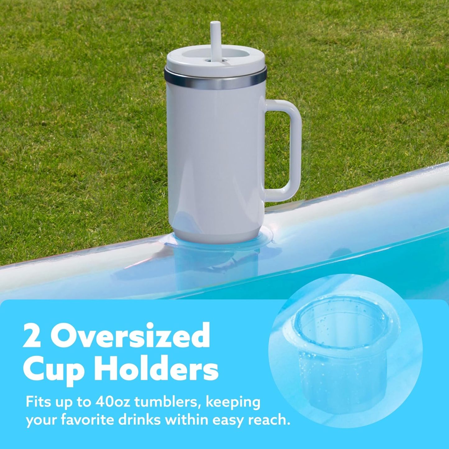 Inflatable Tanning Pool Lounger Float, 70" x 46" Pool Floats Adult with Pillow