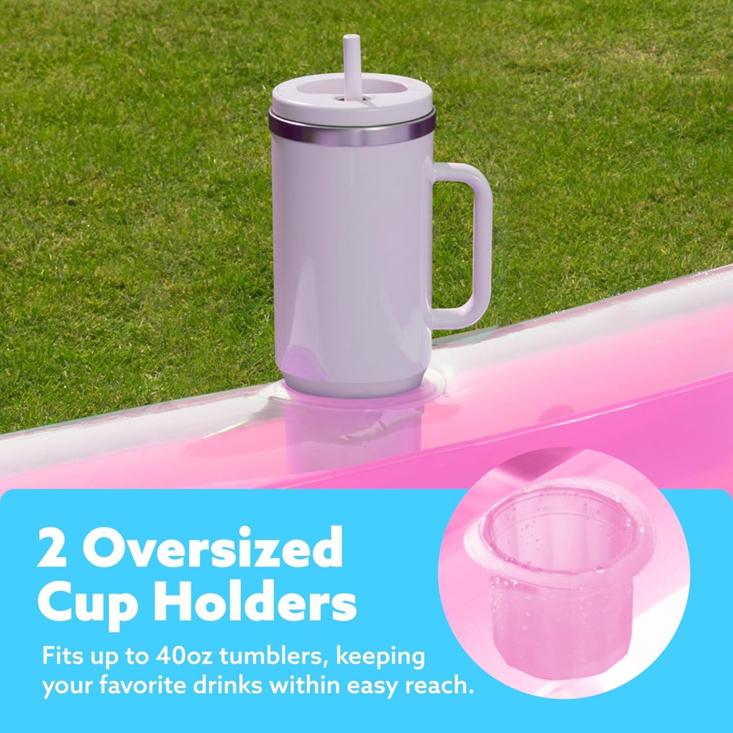 Inflatable Tanning Pool Lounger Float, 70" x 46" Pool Floats Adult with Pillow