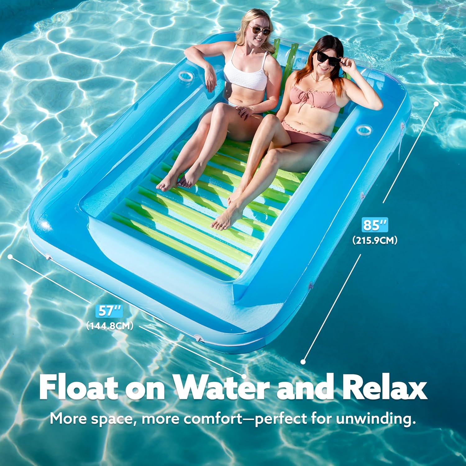Inflatable Tanning Pool Lounger Float, 70" x 46" Pool Floats Adult with Pillow