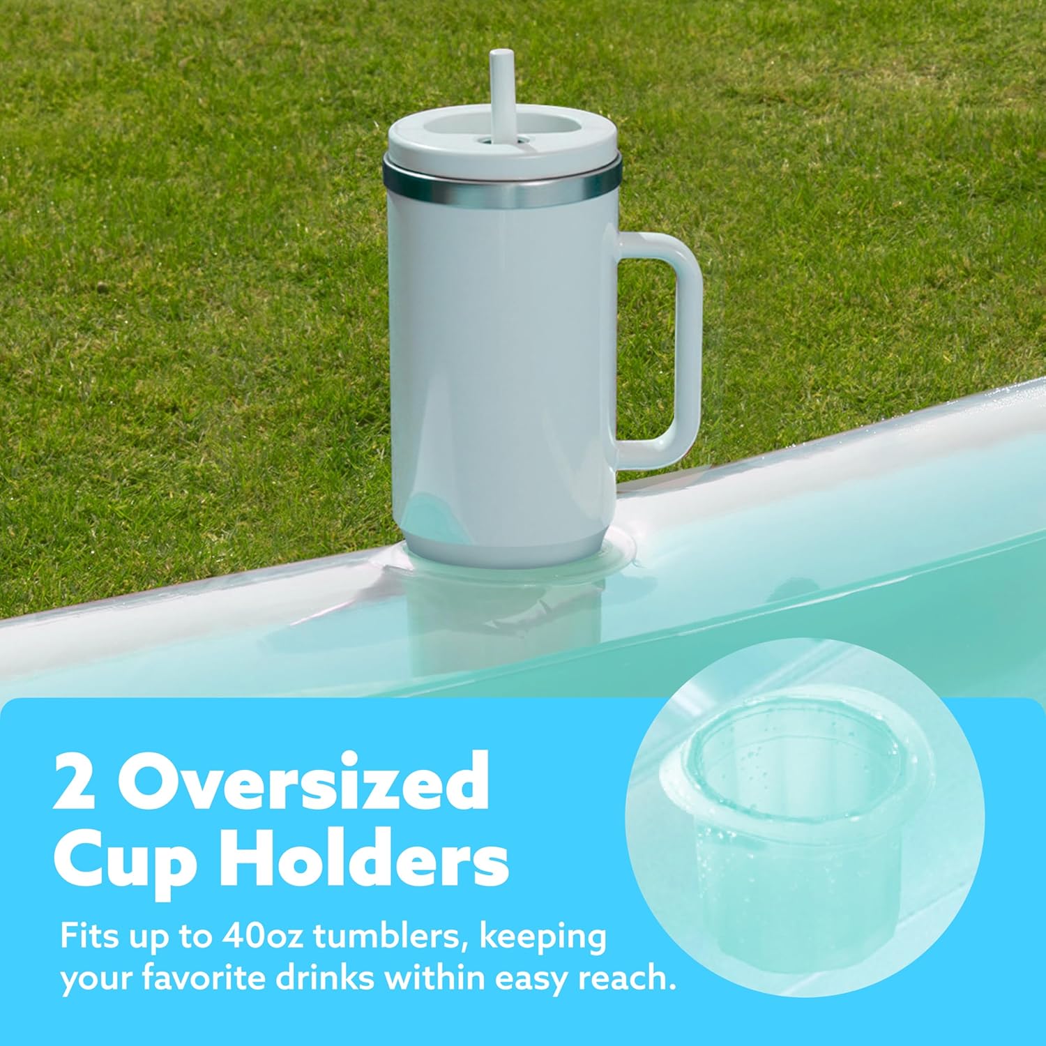 Inflatable Tanning Pool Lounger Float, 70" x 46" Pool Floats Adult with Pillow