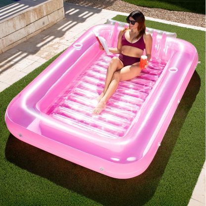Inflatable Tanning Pool Lounger Float, 70" x 46" Pool Floats Adult with Pillow