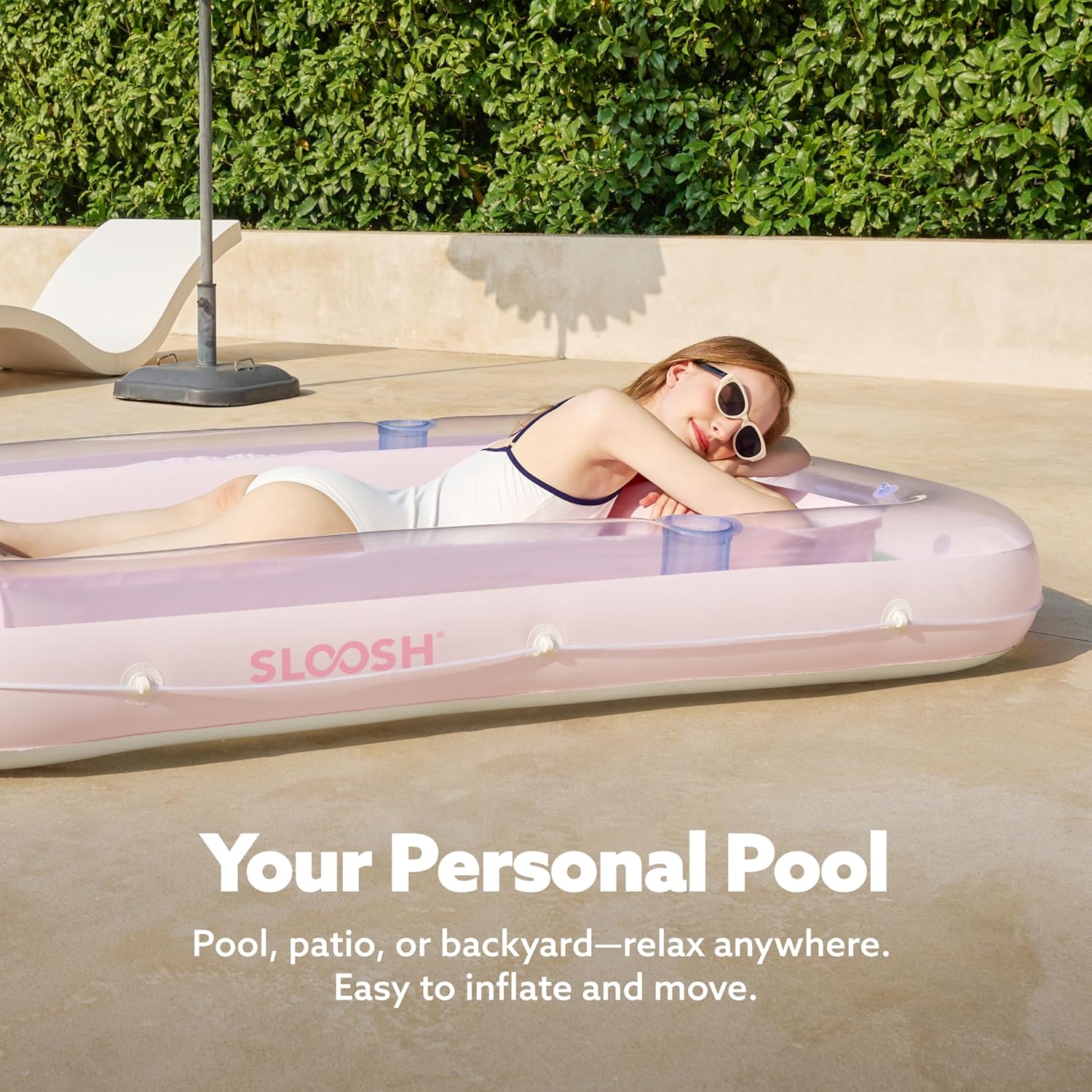 Inflatable Tanning Pool Lounger Float, 70" x 46" Pool Floats Adult with Pillow