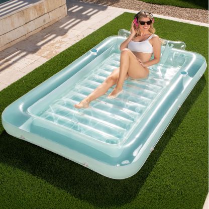 Inflatable Tanning Pool Lounger Float, 70" x 46" Pool Floats Adult with Pillow
