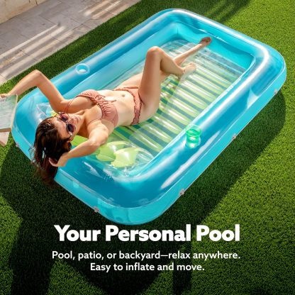 Inflatable Tanning Pool Lounger Float, 70" x 46" Pool Floats Adult with Pillow