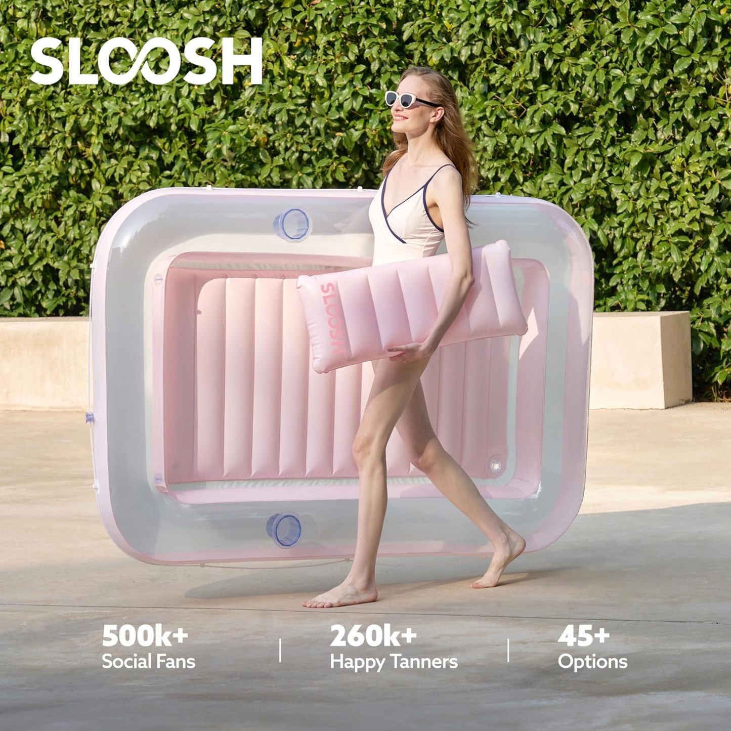 Inflatable Tanning Pool Lounger Float, 70" x 46" Pool Floats Adult with Pillow