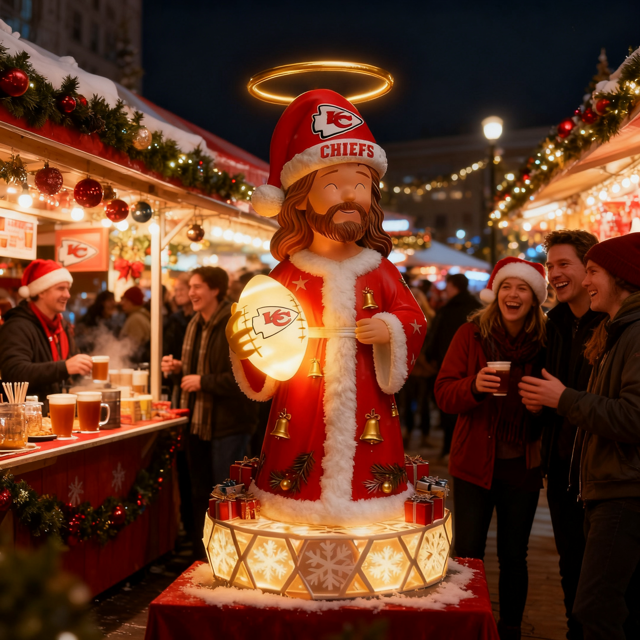 The Glimmering Grace: Jesus Christ Holiday Sports Fan Statue