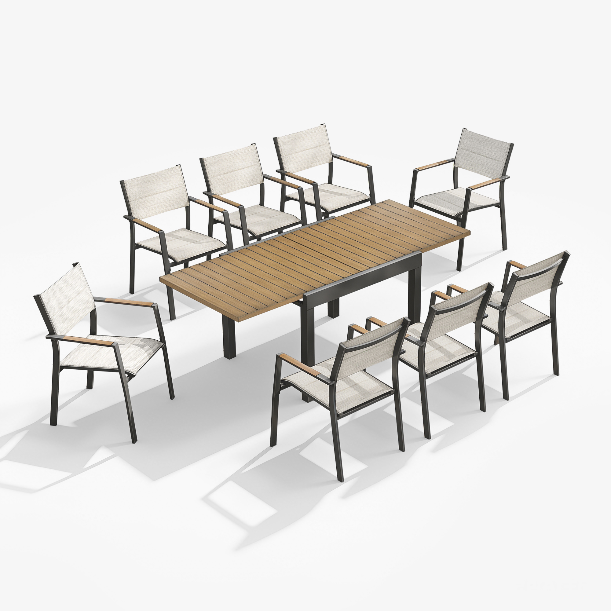 9-piece Extendable Outdoor Dining Set for 8 person- DS065-1