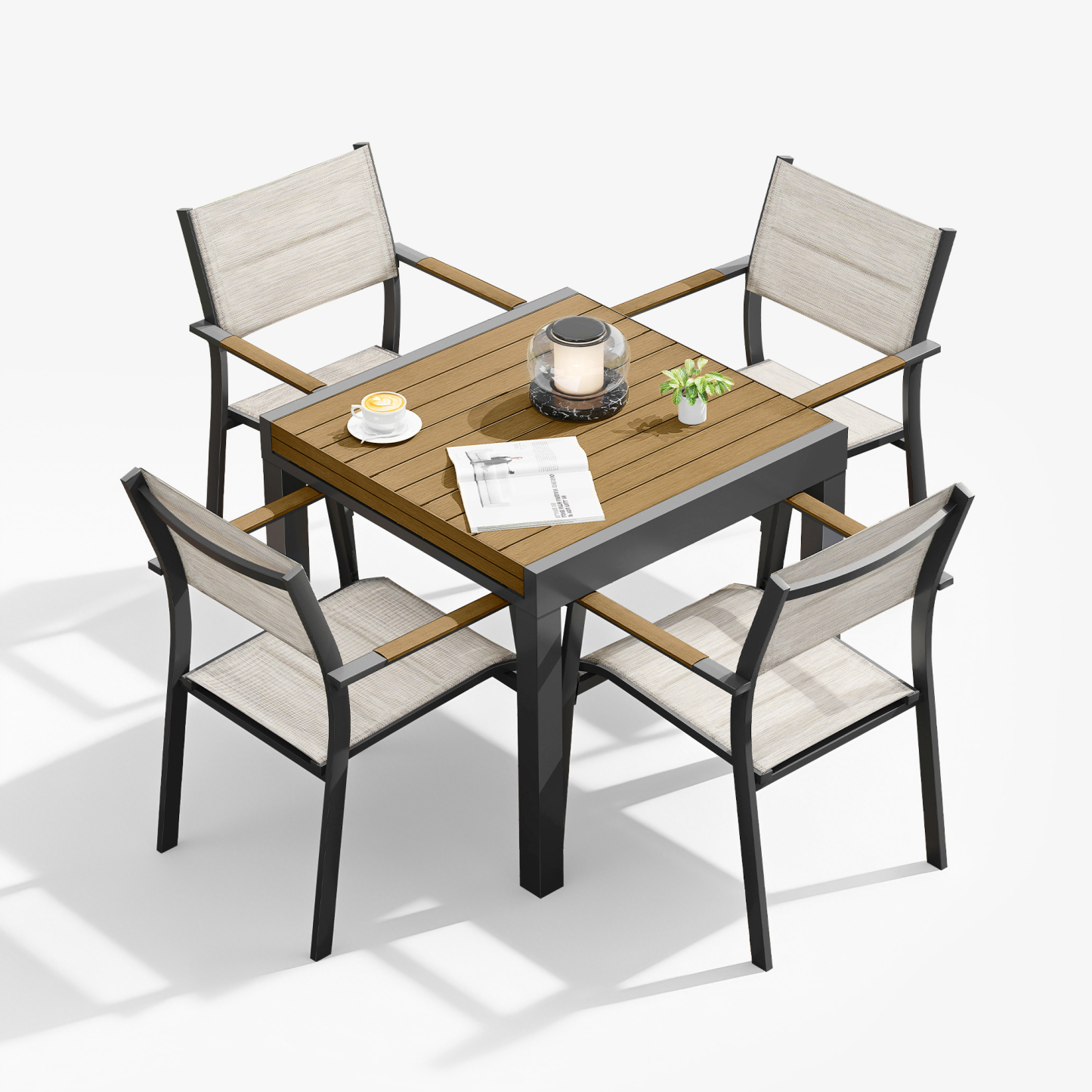 5-piece Extendable Outdoor Dining Set for 4 person- DS064-1
