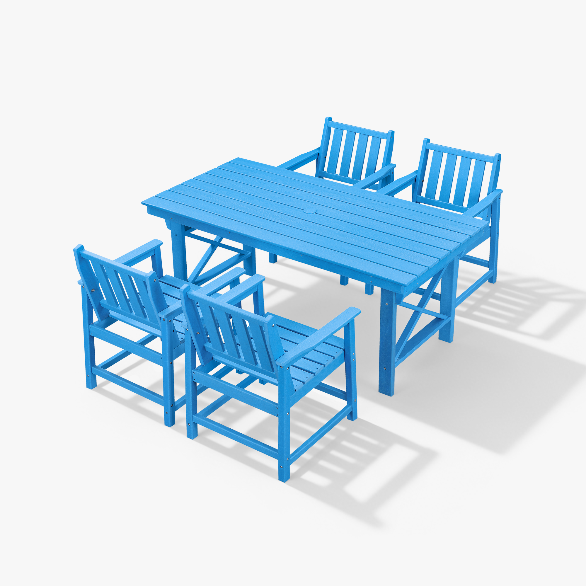 5-Piece HDPE Patio Dining Set with Umbrella Hole - DS076-1