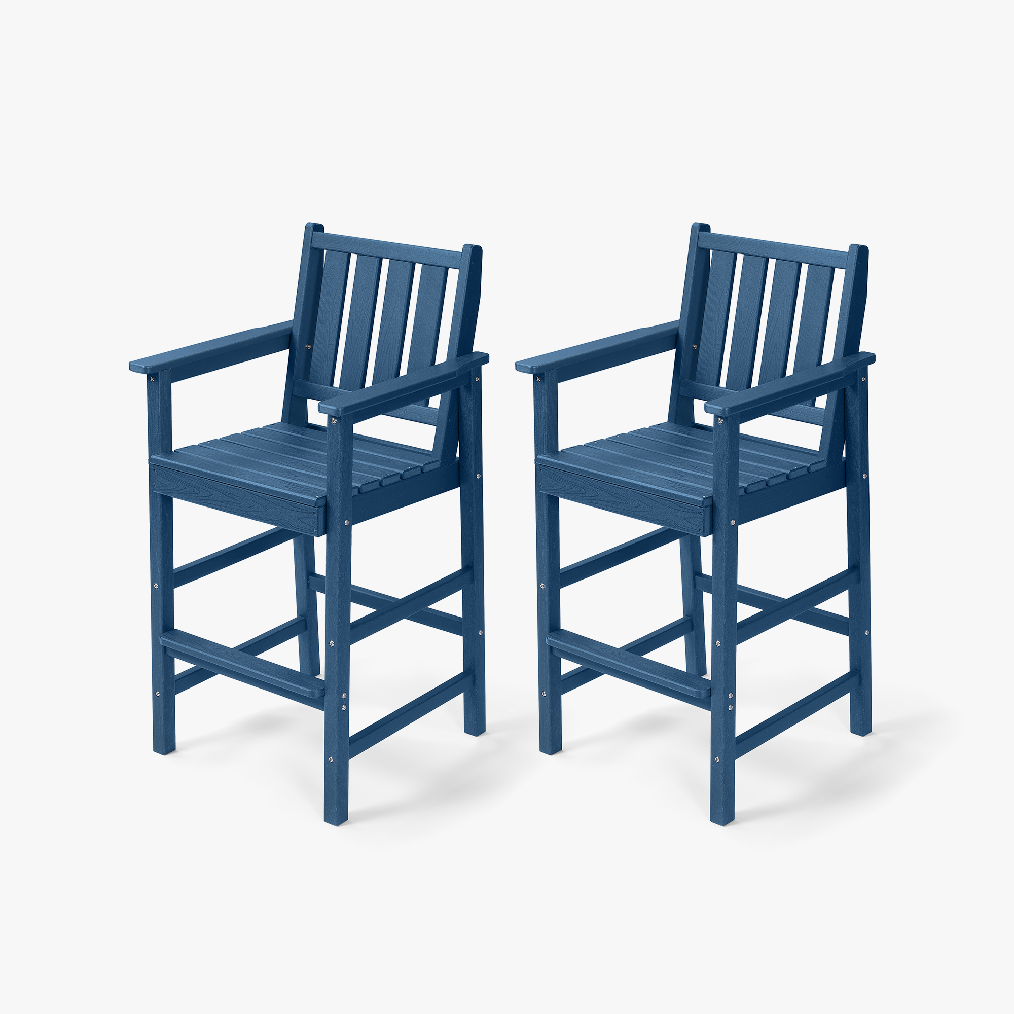 2-Piece HDPE Patio Tall Adirondack Bar Chair Set with Footrest - C077