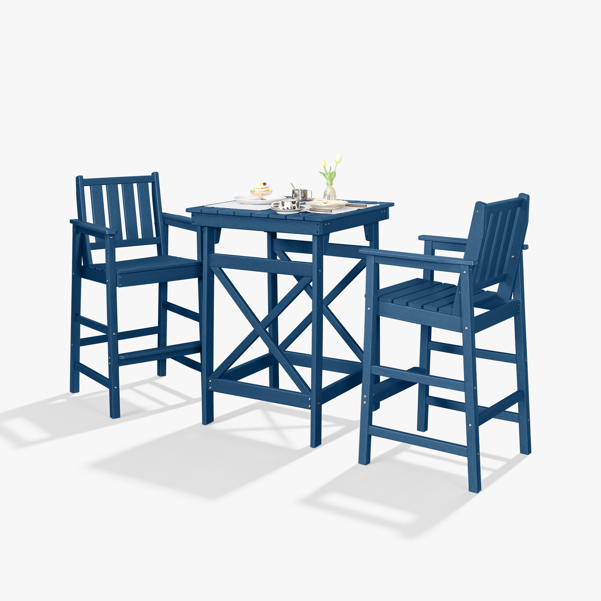 3/5-Piece HDPE Patio Adirondack Outdoor Bar Chairs Set - DS079