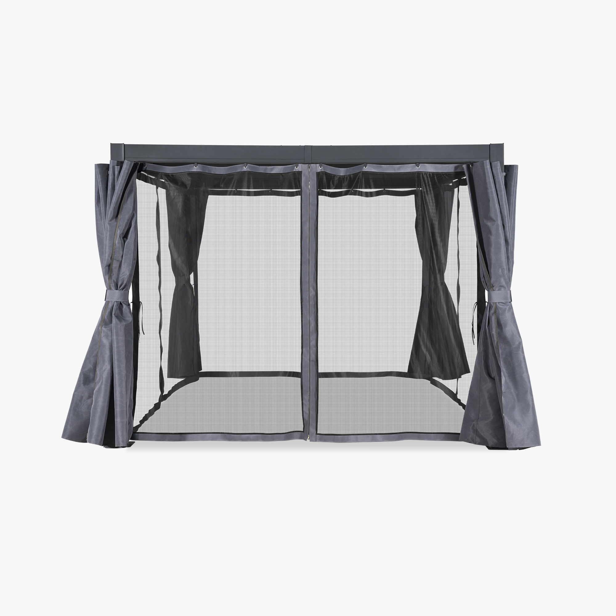 Aluminum Adjustable Louvered Pergola with Curtains and Netting