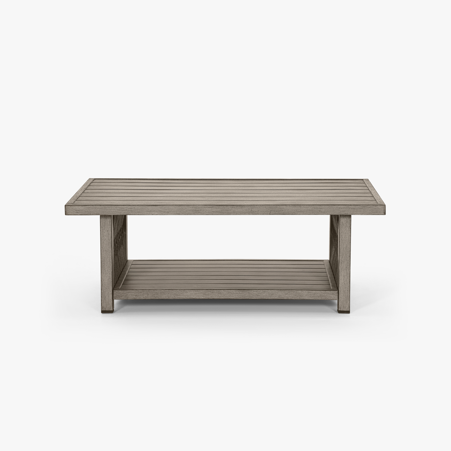 Modern wooden coffee table with lower shelf, gray finish - Seehill