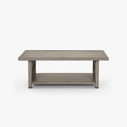 Modern wooden coffee table with lower shelf, gray finish - Seehill