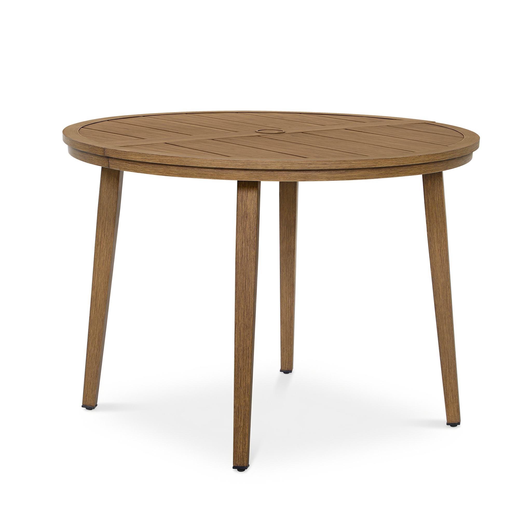 Never-Rust Aluminum Round Patio Dining Table with Umbrella Hole - D082