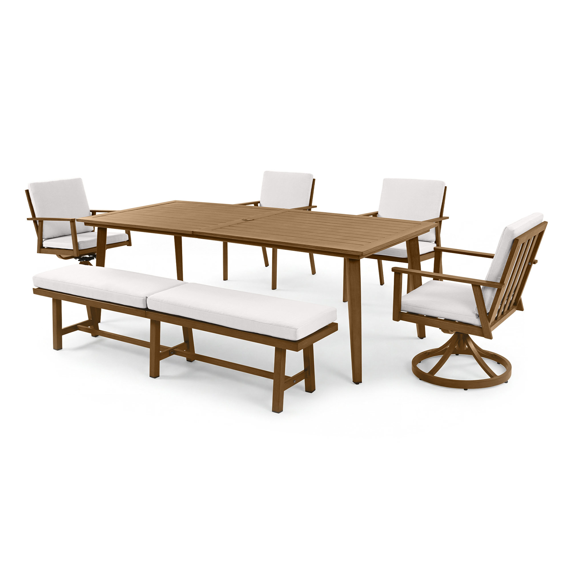 6-Piece Aluminum Patio Dining Set with 76" 3-Seater Bench - DS086