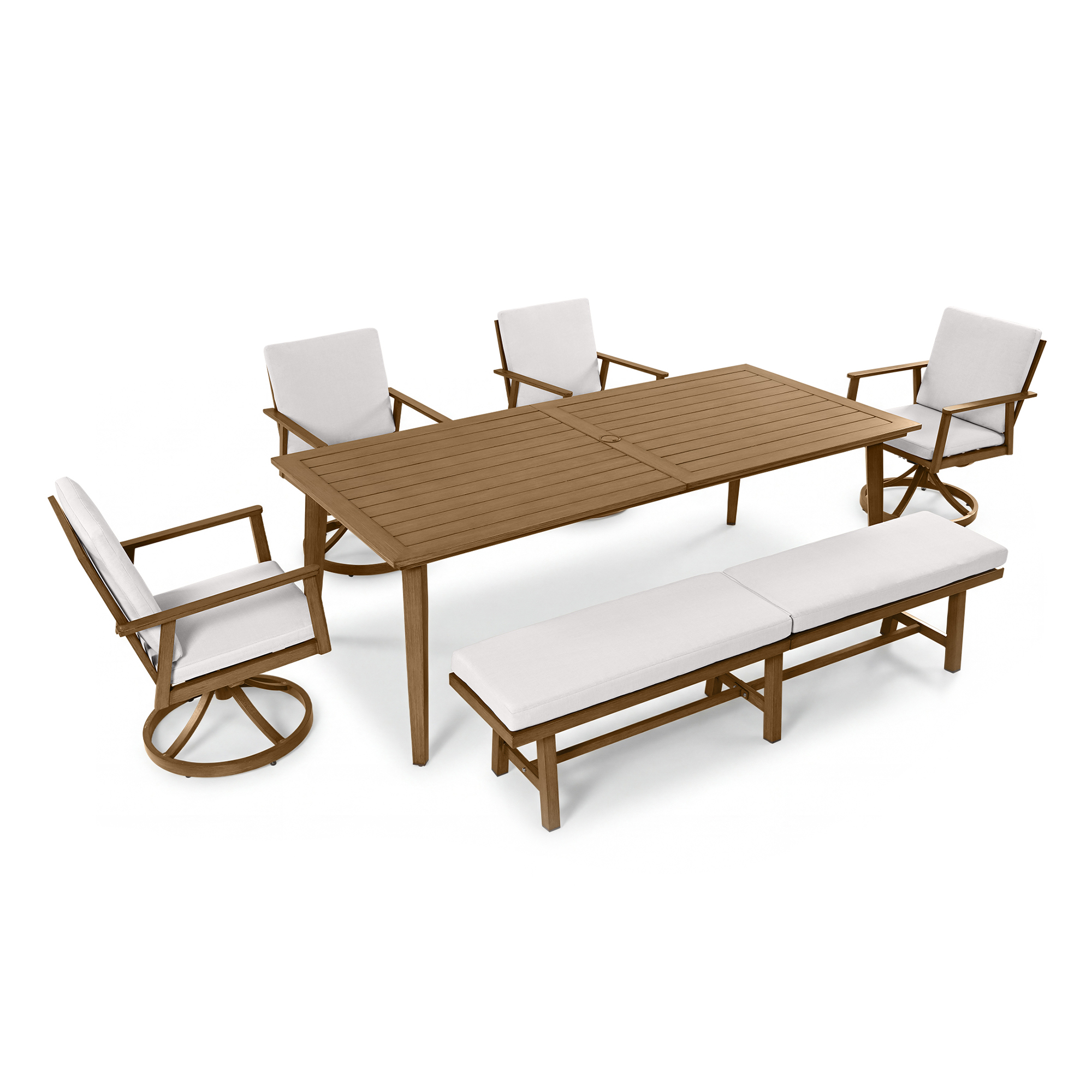 6-Piece Aluminum Patio Dining Set with 76" 3-Seater Bench - DS086