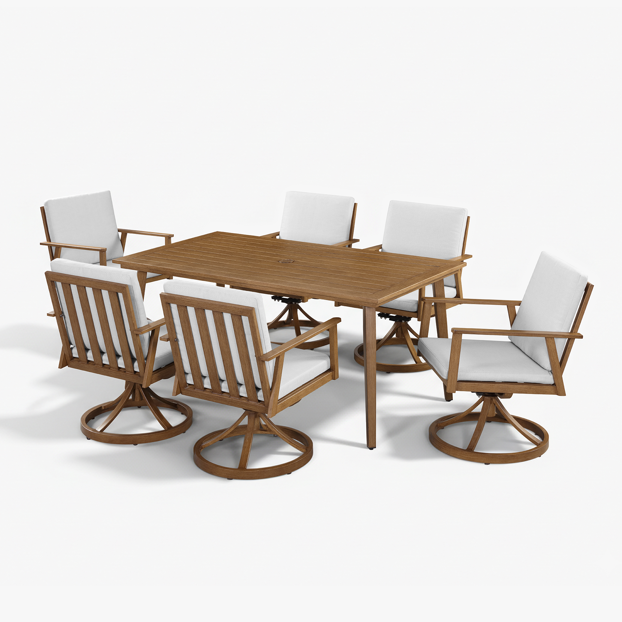 Wooden outdoor dining set with 6 chairs and table - Seehill