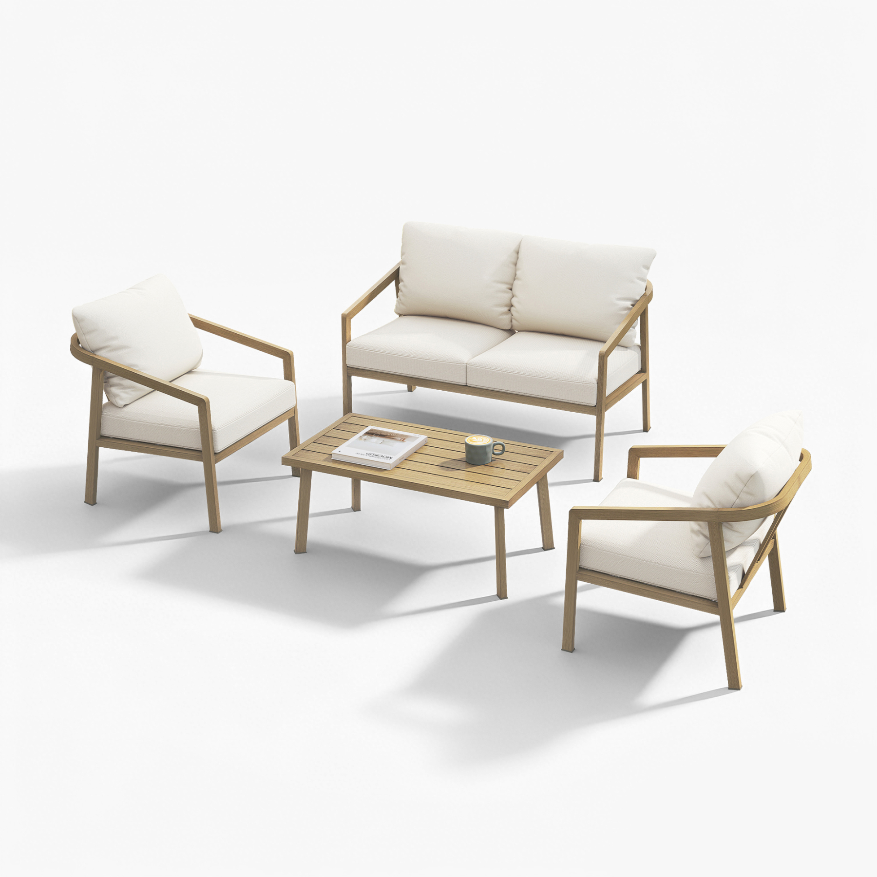 The modern Piece Outdoor Conversation Set SS highlights a dark frame paired with comfortable seating. - Seehill